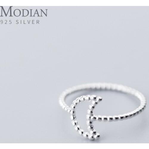Modian Sweet Cute Simple Moon Finger Ring for Women Girl Fashion 925 Sterling Silver Slim Ring Korea Style Party Fine Jewelry