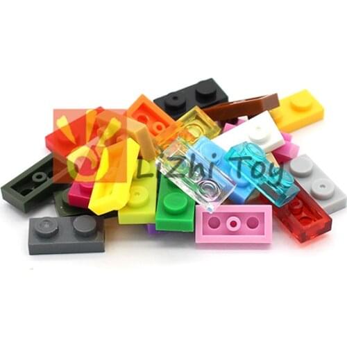 Moc tiles Plate 1x2 3023 Short piece DIY enlighten block bricks Compatible With Assembles Particles 100pcs