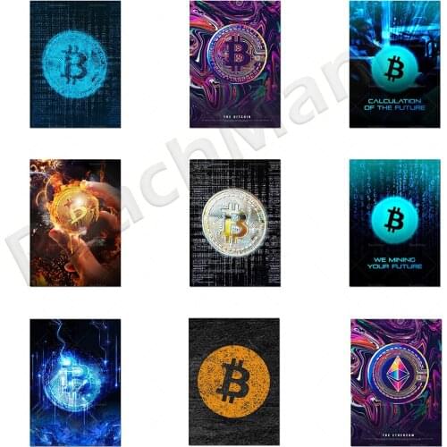 Bitcoin wall art canvas painting picture inspirational prints poster modular home decor modern bedroom living room