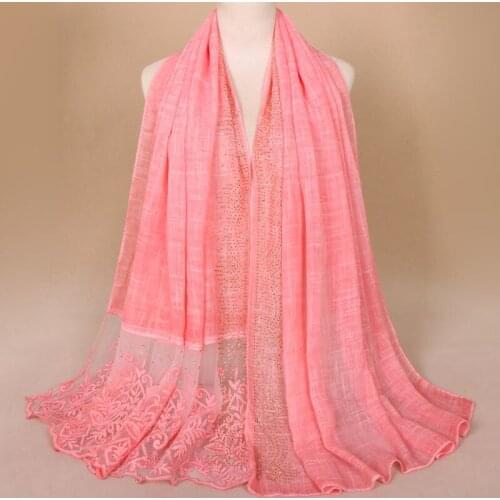 2019 New Cotton Scarf Solid Color Crystal National Wind Long Scarves For Women Wrap Shawl Stole 50