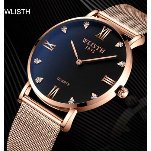WLISTH New Mens Quartz Watch Thin Fashion Womens Watches Quartz Students Waterproof Stylish Stainless Steel relogio masculino