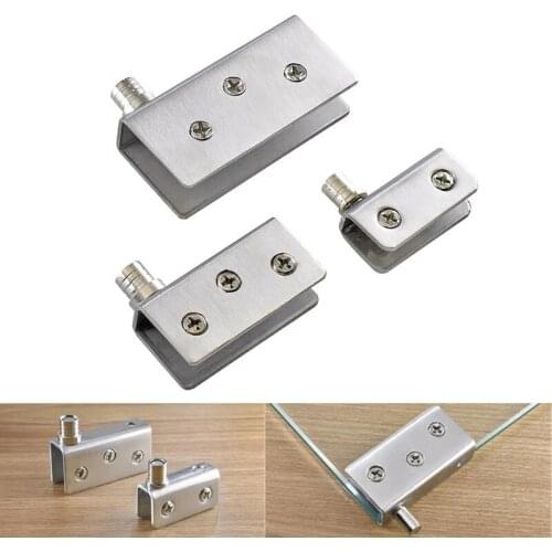 1Pair Glass Pivot Hinge Rotation Axis Stainless Steel Wine Cabinet Door Rotating Hinges Clamp Clip Shaft Hidden Hinge