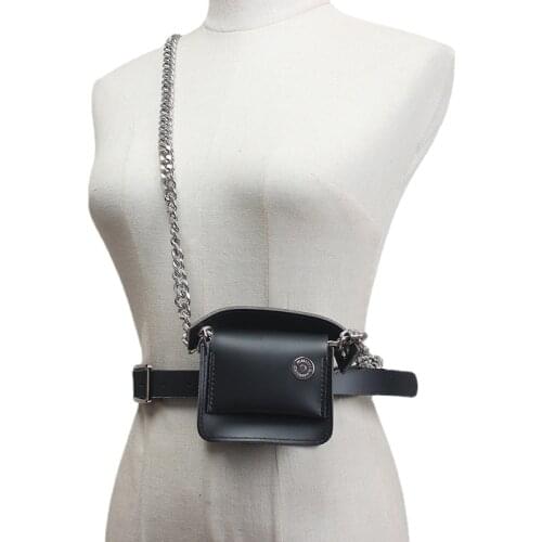 Pu Leather Black Metal Chain Long Wide Womens Belt Personality Belts for Women New Fashion Tide All-match Spring Autumn 2021