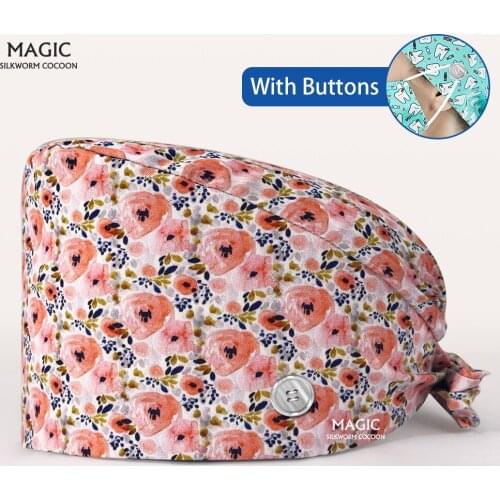 Print Scrubs Hats Laboratory Operator Cap Spa Pet Grooming Agency Work Beautician Lab Health Hats Doctor Nurse Medical Soft Caps