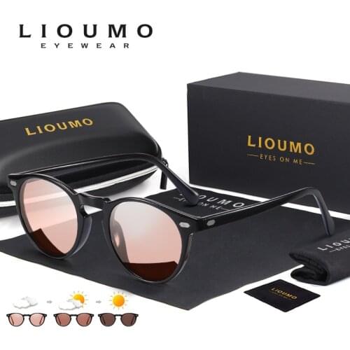 LIOUMO Design Round Sunglasses For Women Men Polarized Sun Glasses Classic Chameleon Driving Eyewear UV400 lentes de sol hombre