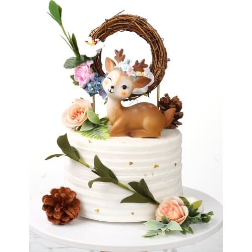 Deer Figurines Toys Decor Cute Fawn Doe Christmas Home Decor Resin Ornament Cake Topper Party Desktop Decoration for Birth