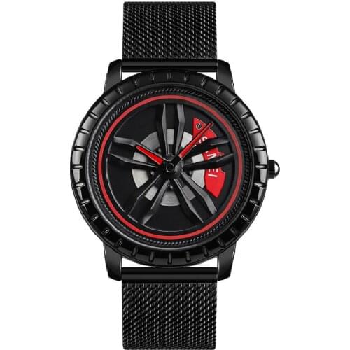 Unique 3D Dial Men Watch Quartz Watches Car Wheel Rim Hub Rotation Man Clock montre homme relojes para hombre relogios masculino