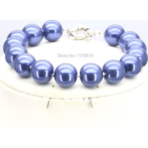 YouCaiHua New arrival 12mm Ornaments Blue shell Pearl Beads Bracelet Jewelry Making Design Christmas Gifts Girls Women