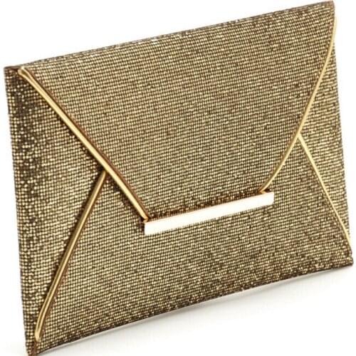 1pcs/lot woman fashion Glittered Gold Color Envelope Clutch Party Bag Evening Purse pu cover Handbag 29*19*2cm