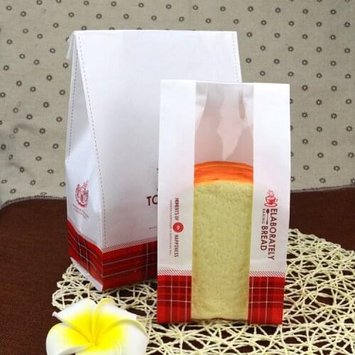 100pcs Red grid food packaging paper bags, toast, pastries, bread bags, baked food packaging bags. Three sizes can be chosen