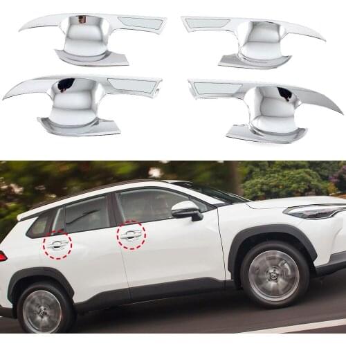 4PCS ABS Chrome Car Door Handle Bowls Decoration Cover Trim for Toyota Corolla Cross XG10 2020 2021 Accessories