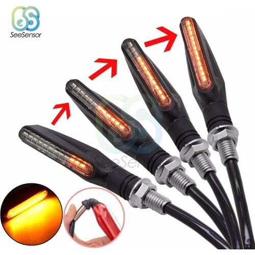 4Pcs LED Turn Signals Light Motorcycle Flashing Lights 12*335SMD Tail Flasher Flowing Water Blinker Waterproof IP68
