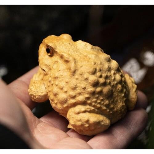 5/6CM Lucky Rich toads wood frogs Golden toad Animal Wood Statue Animal mascot Home Wall Decors Boxwood Carving Car Decorations