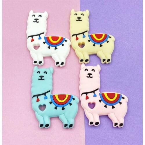5pcs Silicone Alpaca Baby Teether Sheep Baby Teething Toys Chew Animal Alpaca Shape Baby Nursing Molar Teether