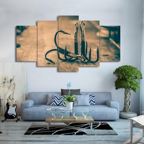 HD Printed Modern Living Room Painting On Canvas 5 Piece/Pcs Fishing Hooks Modular Picture Wall Art Home Decor Posters Frame