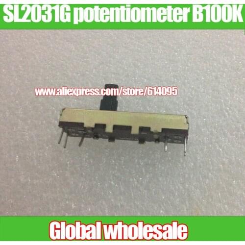5pcs SL2031G 35mm slide potentiometer straight double linkage B100K / black handle 10MMC