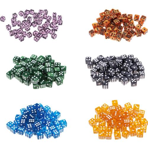 50pcs Acrylic Six Sided Dices 12mm D6 Dice for D&D DnD RPG Party Game