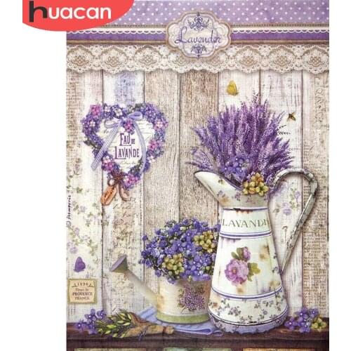 HUACAN Diamond Painting Flower 5D Diy Diamond Embroidery Lavender Home Decoration Diamond Art