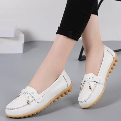 2021 Woman Flats Shoes Ballet Flat Sneakers Genuine Leather Spring Soft Moccasins Ladies Boat Ballerina Espadrilles Creepers