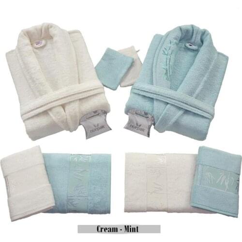 Bamboo Bathrobe Family Set 10pcs Mens Bathrobes Womens Bathrobes Extra Long Premium Cotton Bathrobe Bath Towel Hand Towel Set