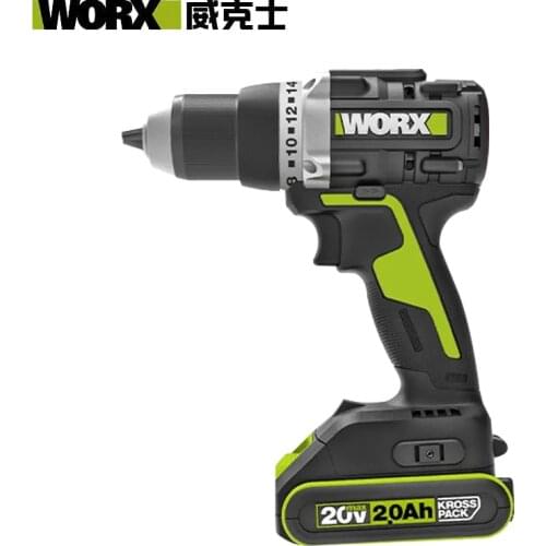 WORX 20V Cordless Electric Drill WU186 60Nm Brushless Motor Professional Tool With Rechargerable 2 battery and 1 charger