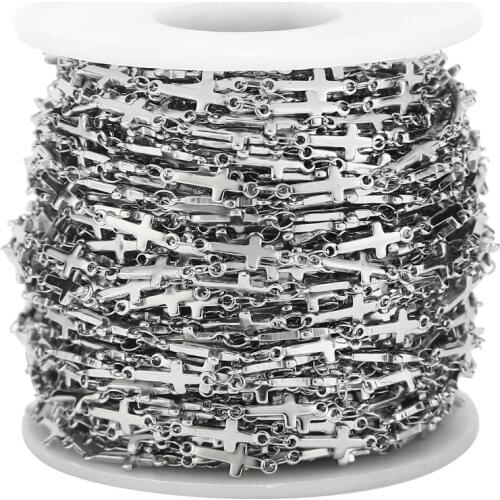 5MM width Stainless Steel Cross link Chains for DIY Necklace Bracelet Making 5M