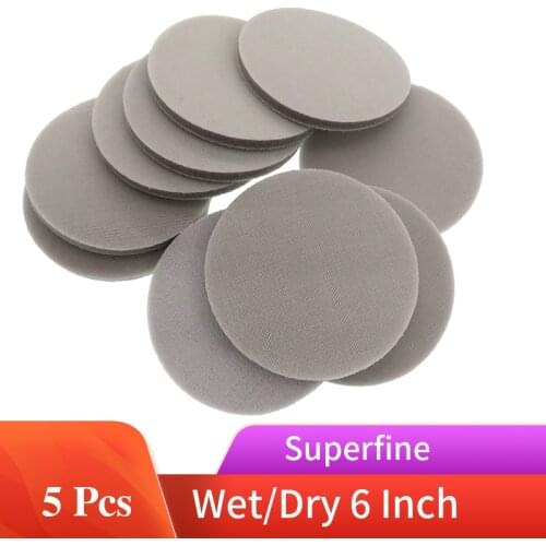 5 Pcs 6 Inch Superfine Sanding Sponge Hook and Loop Sanding Disc Pyramid structure Wet/Dry for Car Wood Drywall Metal