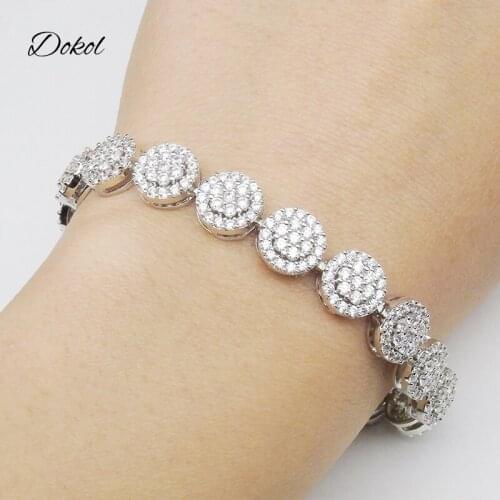 DOKOL Exquisite Silver Color Wedding Bracelets & Bangles With Clear AAA+ CZ Stone Elegant Bridal Jewelry DKB0015