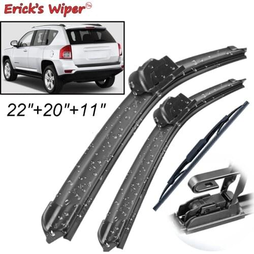 Ericks Wiper Front & Rear Wiper Blades Set Kit For Jeep Compass MK49 2006 - 2016 Windshield Windscreen Window 22"20"11"