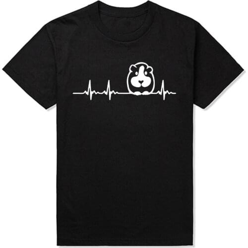 Guinea Pig Heartbeat Custom Printed T Shirts Mens Short Sleeve Top Summer Fashion O-Neck T Shirt Cotton Funny Male Clothing