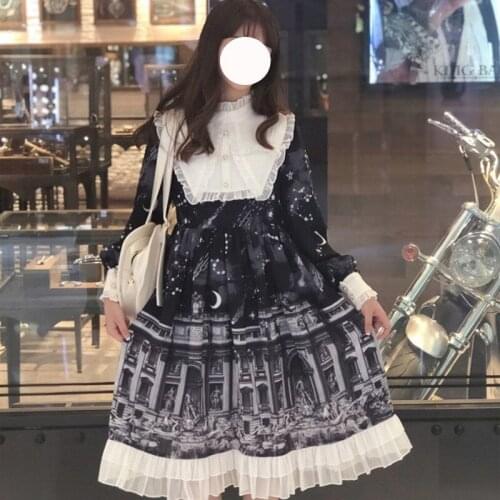 Gothic Dark Lolita Dress OP Women Vintage Retro Vintage Temperament Tea Party Dress Victorian Sweet Princess Fairy Clothes