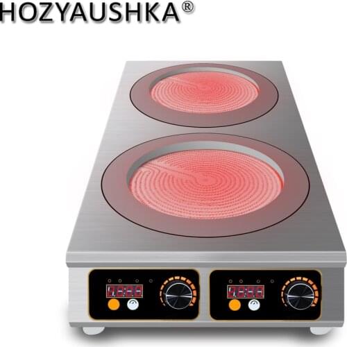 HOZYAUSHKA 2000W high-power double-head titanium crystal panel vertical all-stainless steel electric ceramic stove