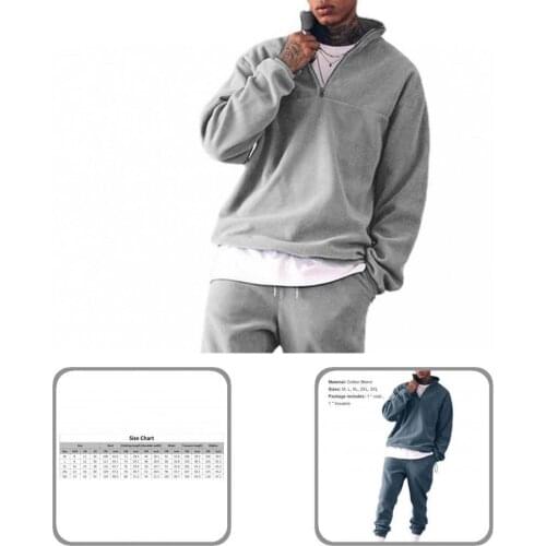 Pockets Skin-friendly 2 Pieces Men Sweatshirt Pants Set for Autumn Winter