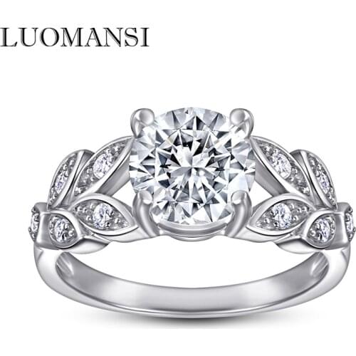 Luomansi 8*8MM High Carbon Diamond Rice Flower Ring super Fash S925 Silver Fine Jewelry Wedding Party Lover Birthday Gift