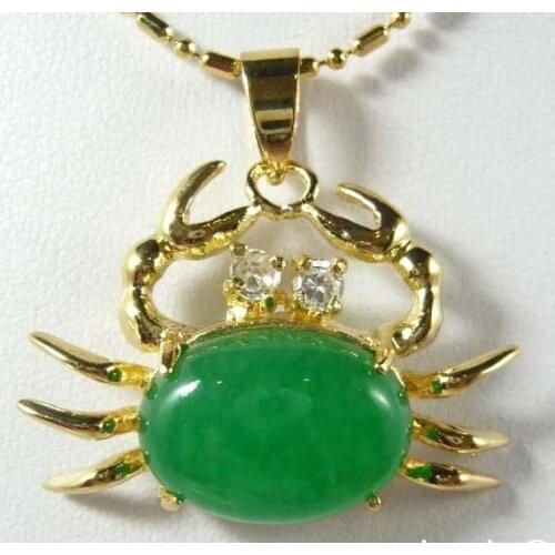 13*18mm green Jade crab pendant