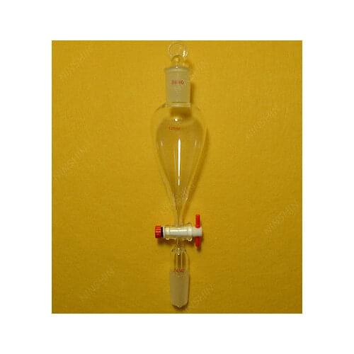 Lab Pyriform Separatory Funnel,125ml,24/40,PTFE Stopcock,With The Cap