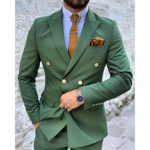 Summer Green Men Blazer 2 Piece Groom Tuxedos For Wedding Formal Prom Suit (Jacket+Pants) Chic Streetwear Custom Made