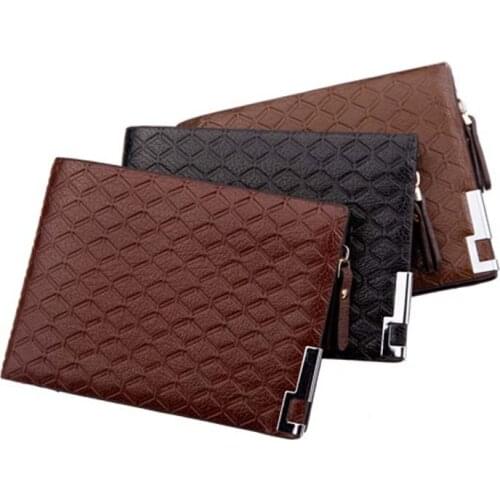 2019 New Multifunction Man Wallets PU Leather Zipper Business Wallet Card Holder Pocket Purse Plaid Pounch Fashion FA$B