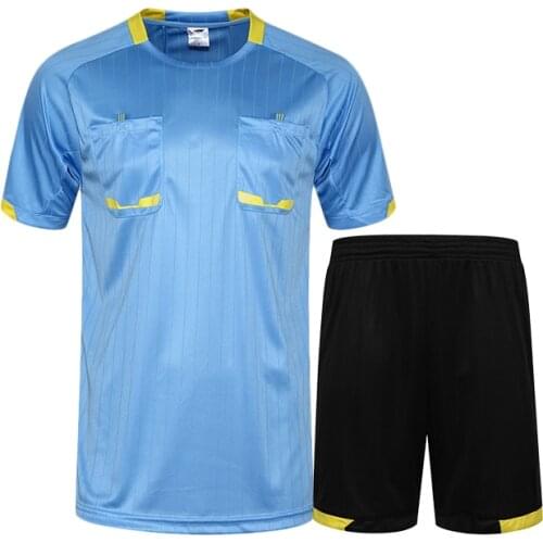 New professional men soccer jerseys referee uniforms football shirts shorts suit Breathable quick dry soft jersey kits DIY print