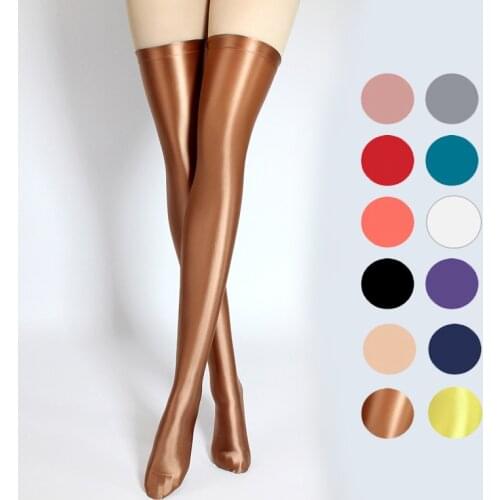 XCKNY 8 color 2020 solid color high gloss silky elastic stockings childrens two-dimensional thin womens knee length stockings