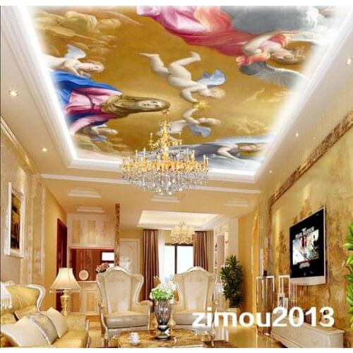 Custom photo wallpaper 3d ceiling wallpaper murals European angel zenith mural ceiling Frescoes on condole top figure wallpaper