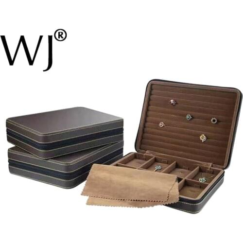 Portable Travel Jewelry Earring Studs Storage Case PU Leather Rings Display Stand Holder Pendant Necklace Organizer Carrying Bag