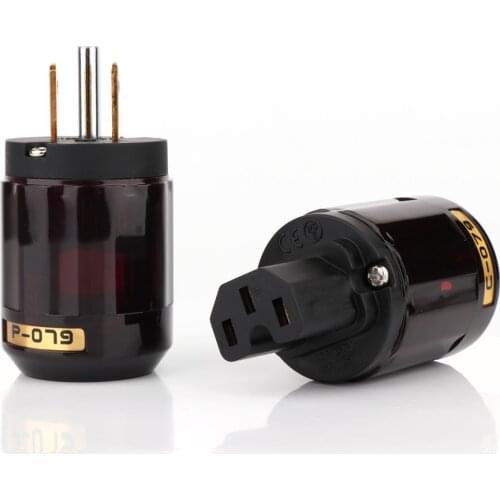 Gold Plated US Power plug P-079 + C-079 IEC Connector For audio DIY power cable