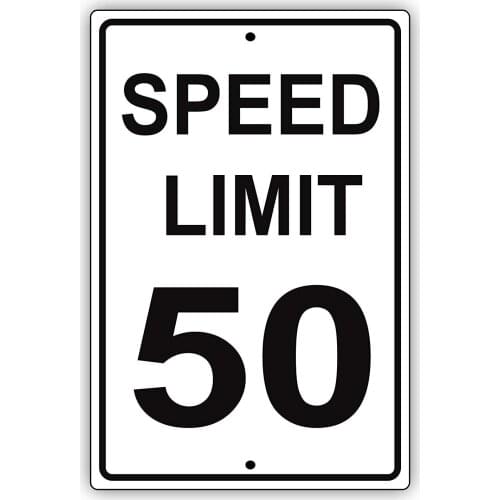 Warning Sign Speed Limit 50 MPH Miles Per Hour Black Letters Zone Slow Down Speeding Road Sign Business Sign 8X12 Inches