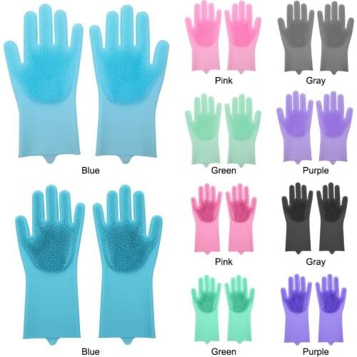Durable Magic Gloves Brush Bowl Kitchen 1Pair Cleaning Brush Dishwashing Pet Bathing Multipurpose Dish Washing