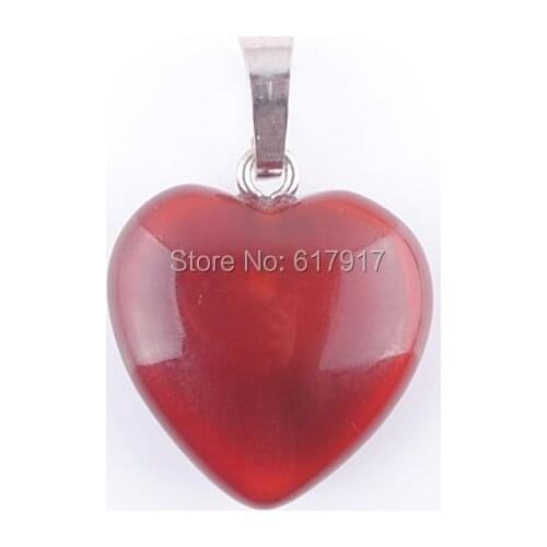 RONGZUAN Natural Deep Red Agates Gem Stone Lovers Love Heart Bead Reiki Chakra Healing Pendant Necklace Jewelry TN3434