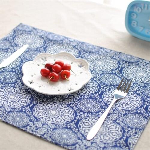 Placemat Handmade Cotton And Linen Tie-dye Double-layer Fabric Chinese Style Heat Insulation Ethnic Style Table Mat