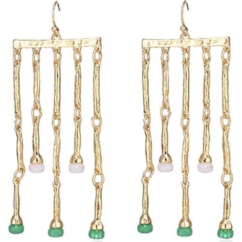 New Lady Boho Long Tassel Beads Drop Earrings For Women Dangle Statement Earrings Jewelry Gifts Wholesale