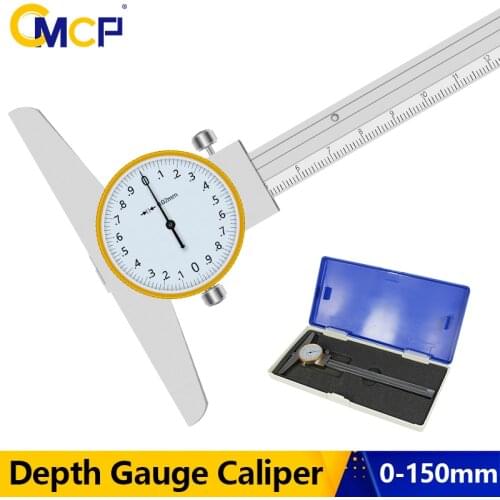 CMCP Dial Depth Gauge Caliper 0-150mm Accuracy 0.02mm Dial Caliper Stainless Steel Vernier Caliper Measure Meter Micrometer