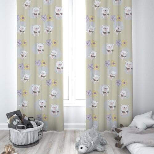 Curtains Children 3D Printed Decorative Items Home Childrens Room Green Bear Leaf Flower Model 275
